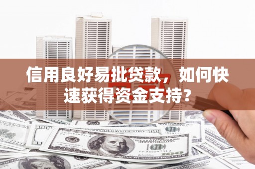 鄢陵信用良好易批贷款，如何快速获得资金支持？