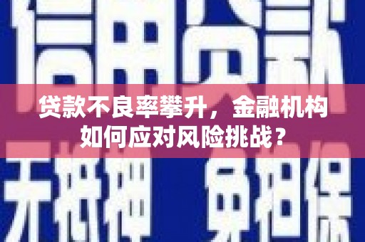 鄢陵贷款不良率攀升，金融机构如何应对风险挑战？