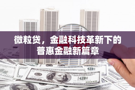 鄢陵微粒贷，金融科技革新下的普惠金融新篇章
