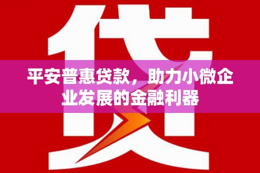 鄢陵平安普惠贷款，助力小微企业发展的金融利器
