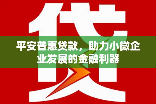 鄢陵平安普惠贷款，助力小微企业发展的金融利器