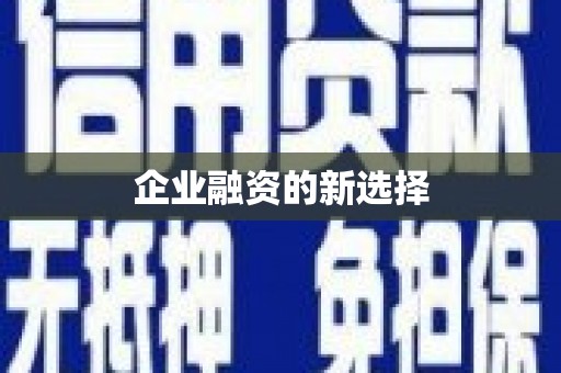 鄢陵企业融资的新选择